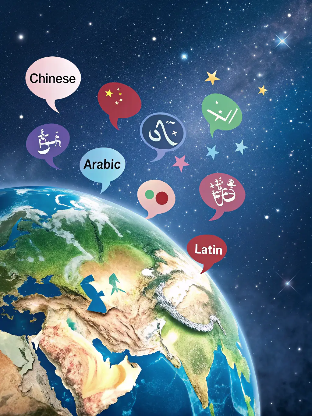A globe icon with speech bubbles in different languages, used to represent AskBotX's Multi-Language Support service.